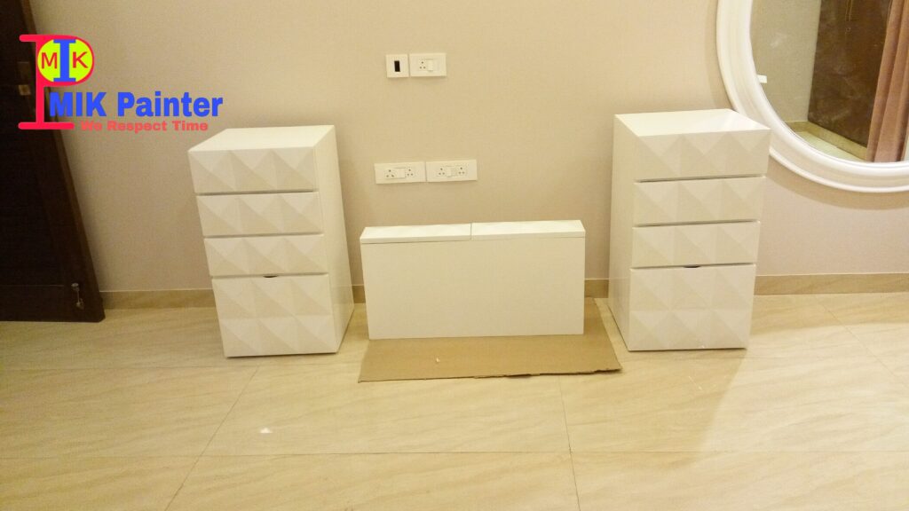 resser Mirror and Drawer PU Duco paint white